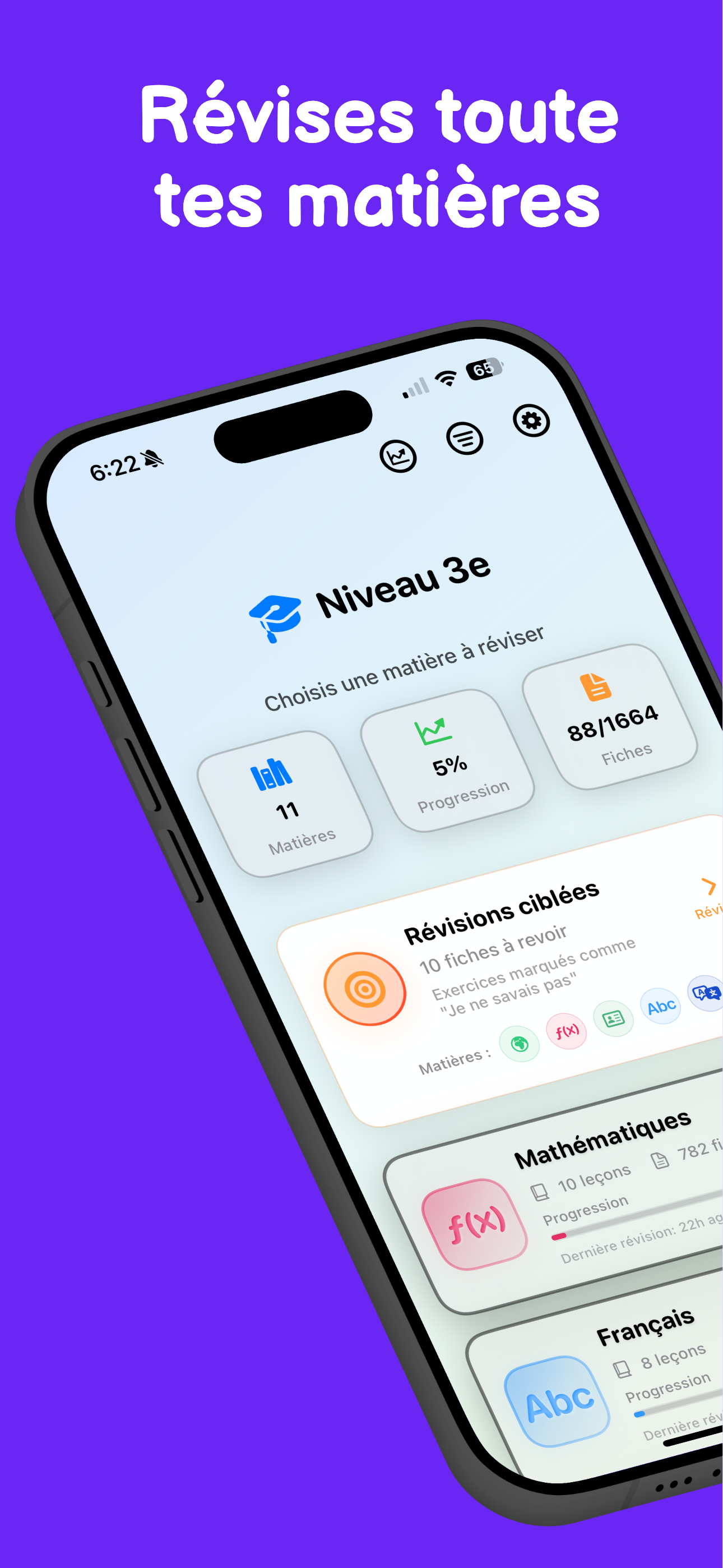 MémoCollège - Interface principale de l'application mobile avec navigation intuitive